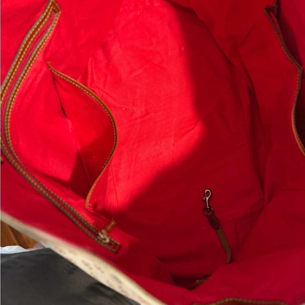 Dooney & Bourke White and Brown Signature Weekender Duffle Bag - Picture 6 of 6